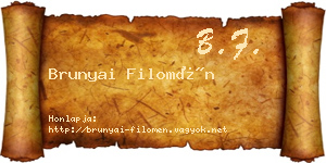 Brunyai Filomén névjegykártya
